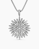 Starburst Pendant in Sterling Silver with Diamonds, 32mm